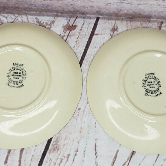 2 Hand-Decorated Saucers Made In California By Franciscan - Picture 4 of 6